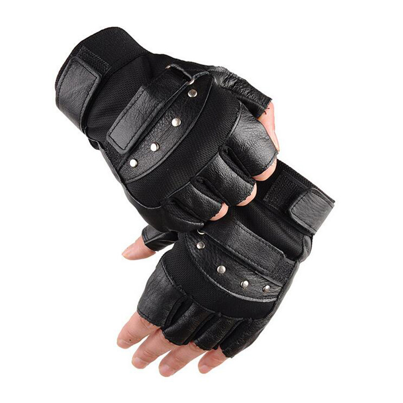 Tech Wear Accessories - Men's Half Finger Leather Fitness Gloves