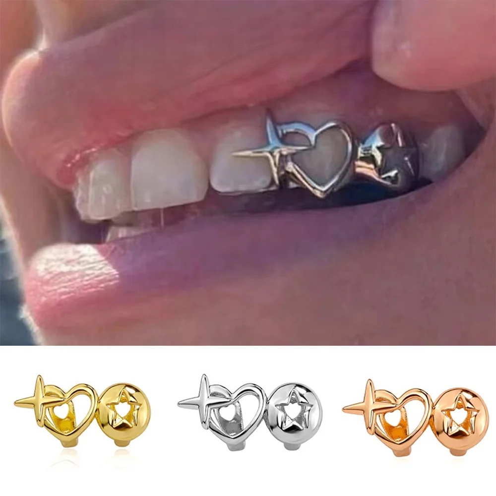 Vintage Tech Accessories - Punk Hip Hop Hollow Heart Teeth