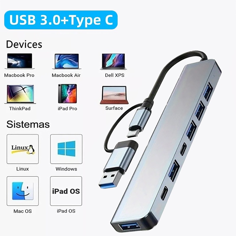 2 In 1 USB3.0 Hub 7 Port Type  - Usb Hub 7 Port 评论和价格
