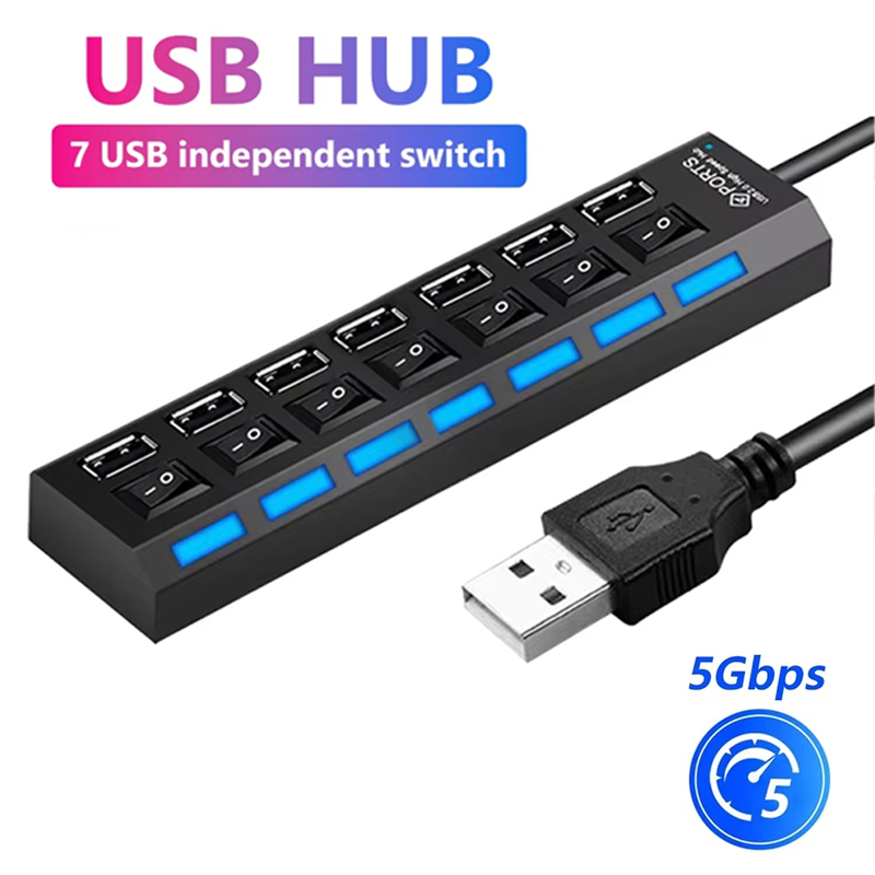 7 Port USB 2.0 Hub Splitter Fo - Usb Hub 7 Port 评论和价格